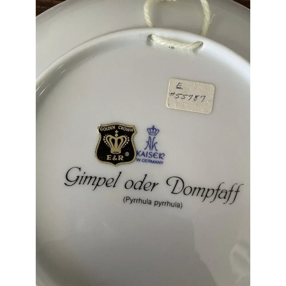 E&R Golden Crown Emblem AK Kaiser West Germany Gimpel Ofer Dompfaff Bird Plate